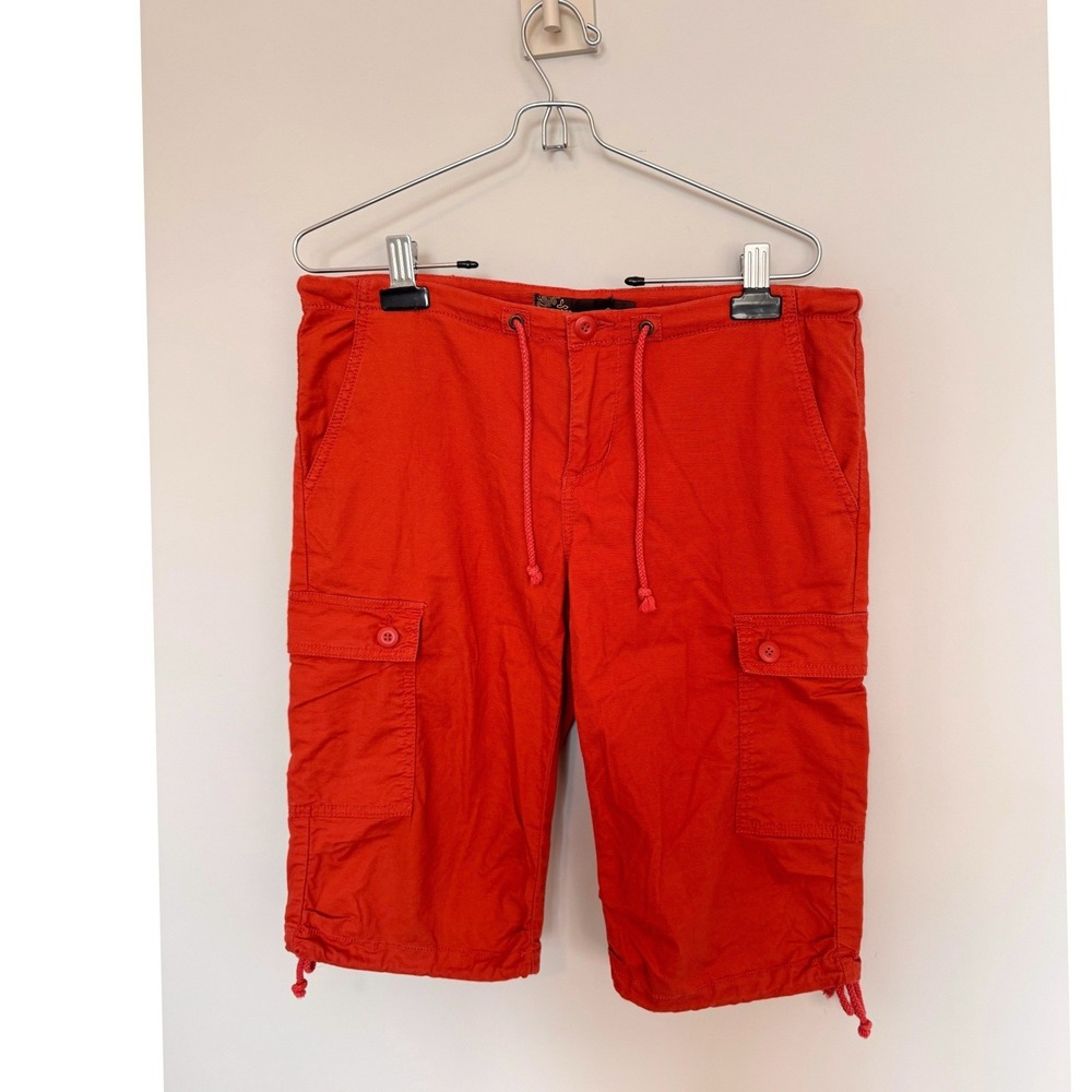 PRANA | Cargo Shorts Women 8 Orange Red Drawstring Hiking Utility Gorpcore